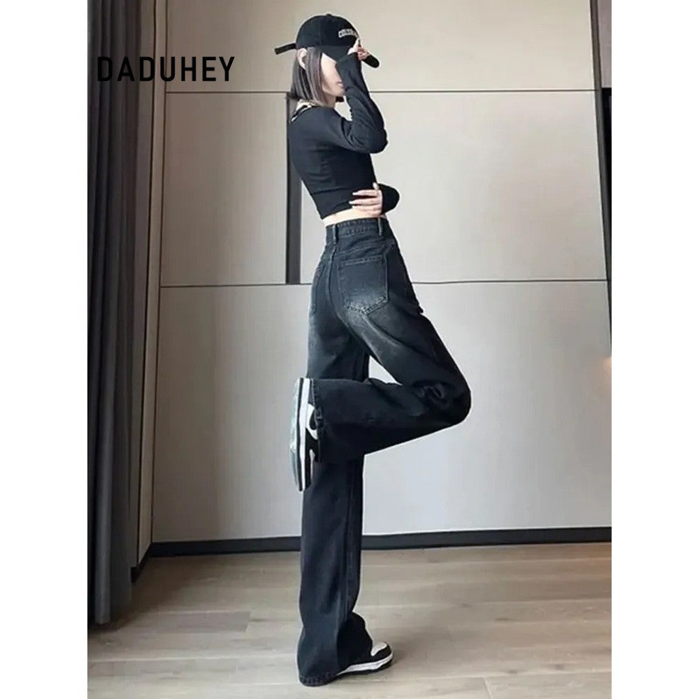 DADUHEY Distressed Wide-Leg Jeans Women | Washed High-Waist