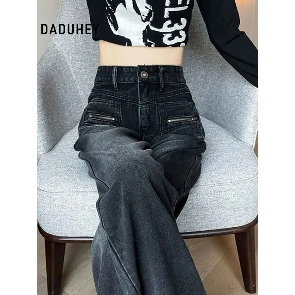 DADUHEY Distressed Wide-Leg Jeans Women | Washed High-Waist