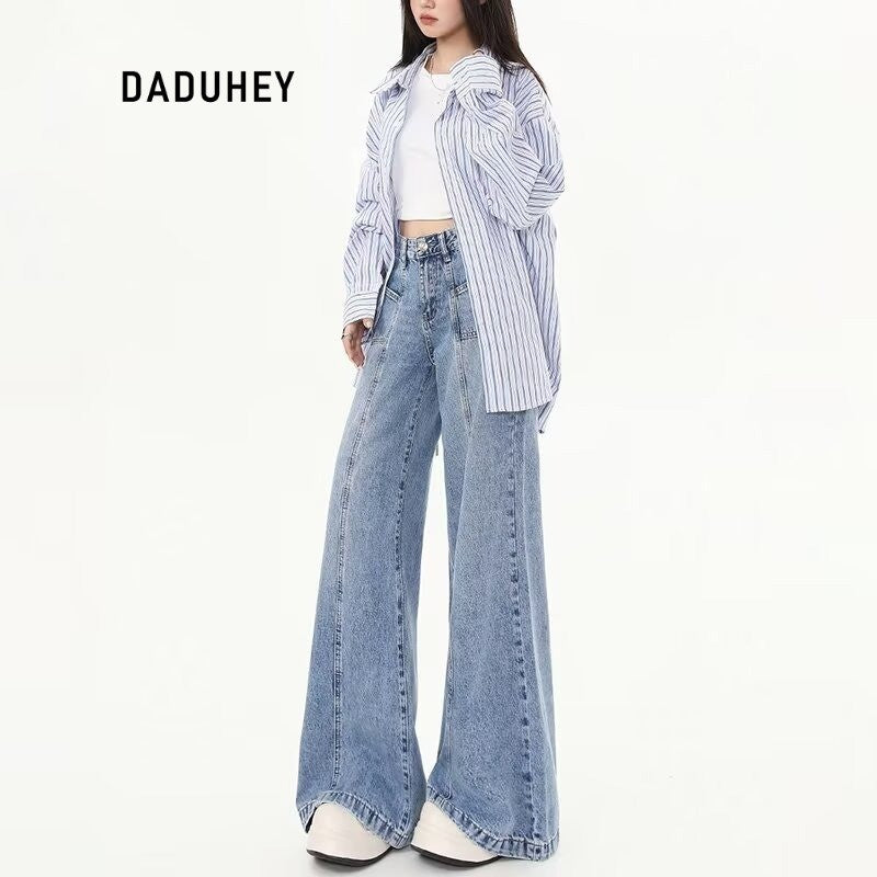 DADUHEY Straight Wide-Leg Jeans Women | High-Waist Loose Denim