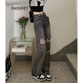 DADUHEY Hip-Hop Ripped Wide-Leg Jeans Women | High-Waist Style