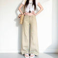 DADUHEY Straight Jeans Women's American-Style Retro Low Waist Loose Slimming Khaki Trousers in Stock