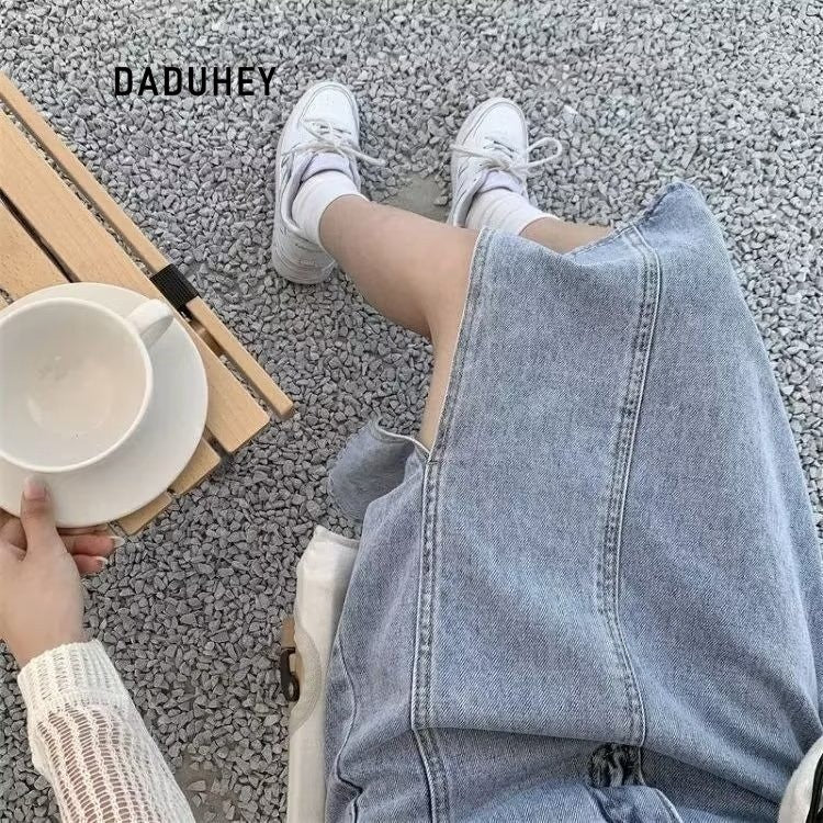 DADUHEY High-Waist Denim Skirt Women | Split Mid-Length Sheath