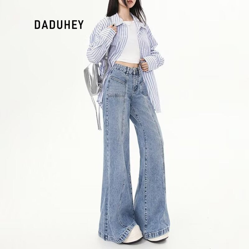 DADUHEY Straight Wide-Leg Jeans Women | High-Waist Loose Denim