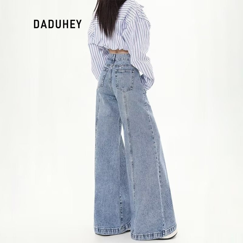 DADUHEY Straight Wide-Leg Jeans Women | High-Waist Loose Denim