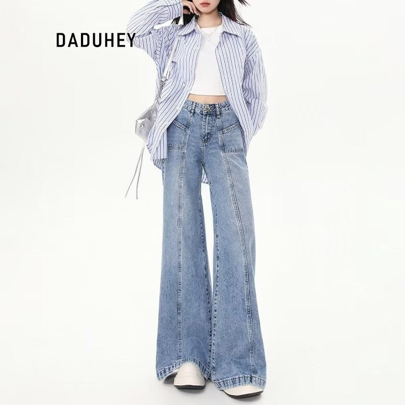 DADUHEY Straight Wide-Leg Jeans Women | High-Waist Loose Denim