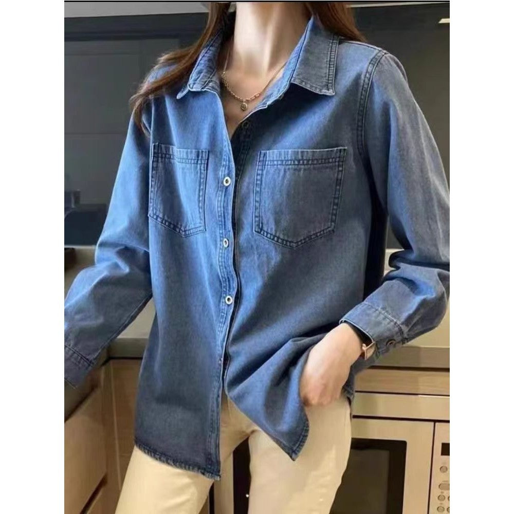 DADUHEY Denim Shirt Jacket Women | Sun Protection French Blouse