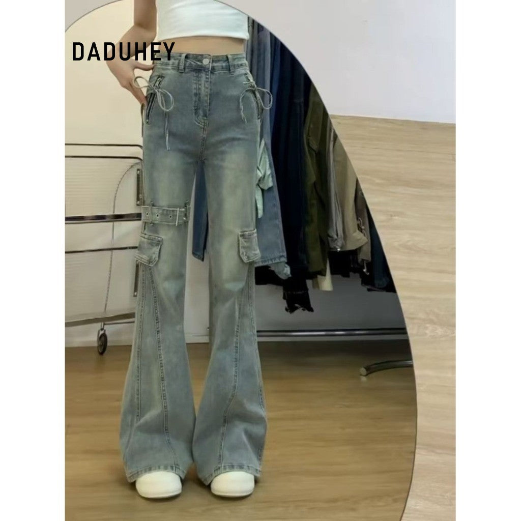 DADUHEY Low-Waist Stretch Micro-Flare Jeans Women | Vintage