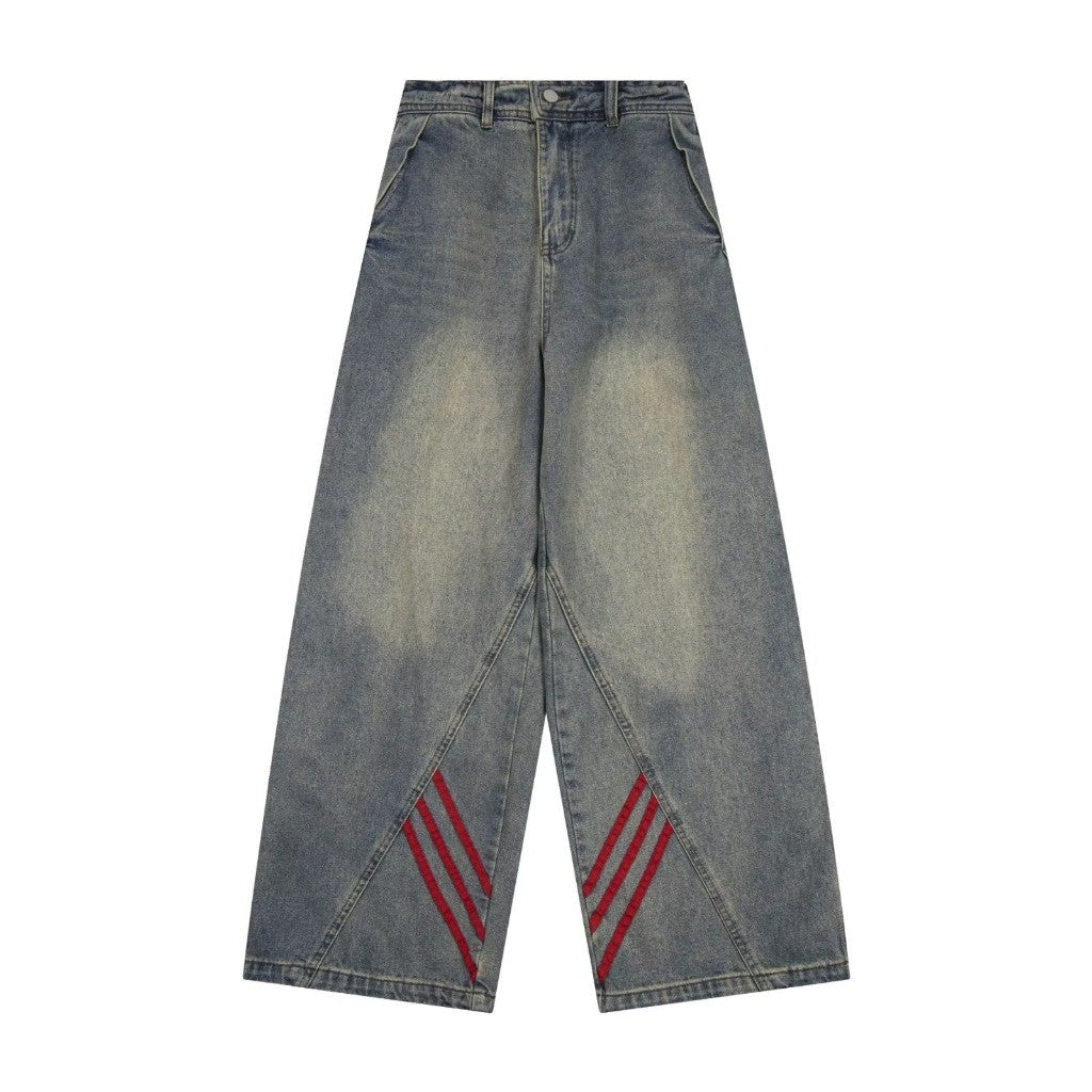 DADUHEY Vintage Stitch Wide-Leg Jeans Women | Loose Straight Denim