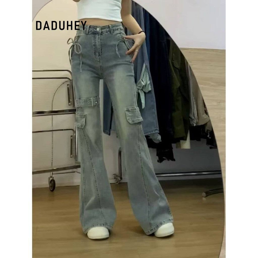 DADUHEY Low-Waist Stretch Micro-Flare Jeans Women | Vintage