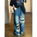DADUHEY High Street Distressed Wide-Leg Jeans | Thin Straight Retro
