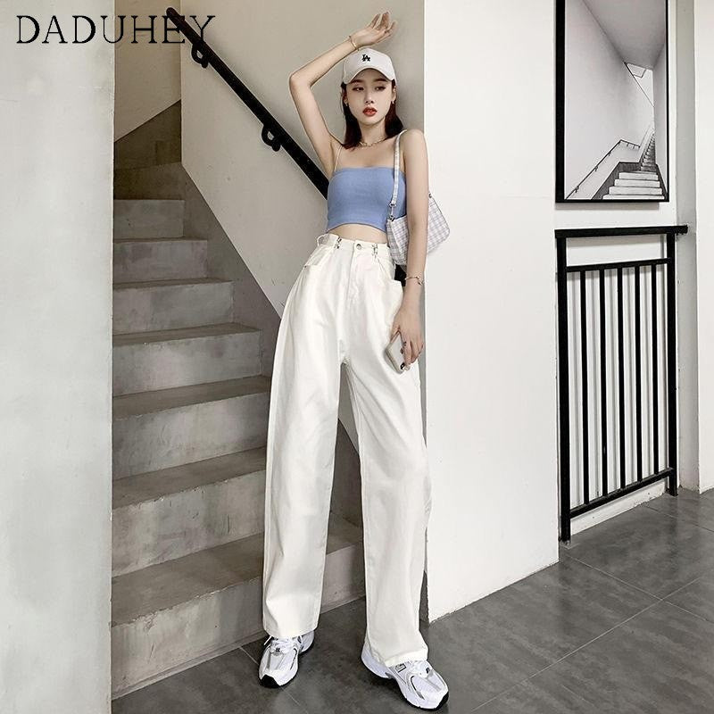 DADUHEY White Loose Drape Wide-Leg Jeans Women | 820