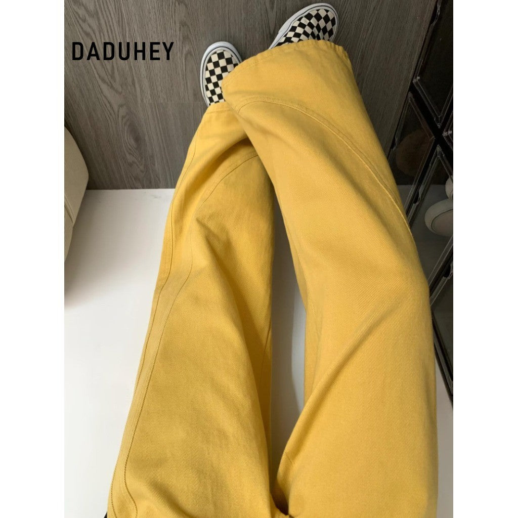 DADUHEY Wide-Leg High-Waist Mop Jeans Women | Loose Straight