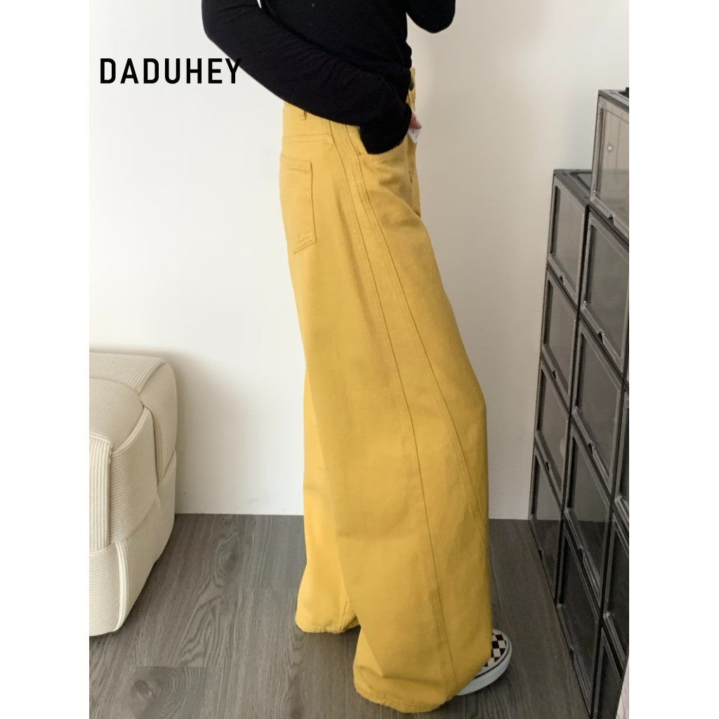 DADUHEY Wide-Leg High-Waist Mop Jeans Women | Loose Straight