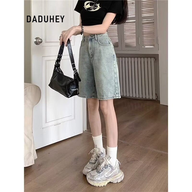 DaDuHey New Summer Hong Kong Style Loose Shorts Men's and Women's Sports Pants Summer Casual Pants
