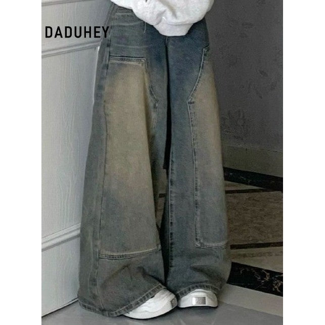 DADUHEY Distressed Straight Jeans Women | High-Waist Wide-Leg