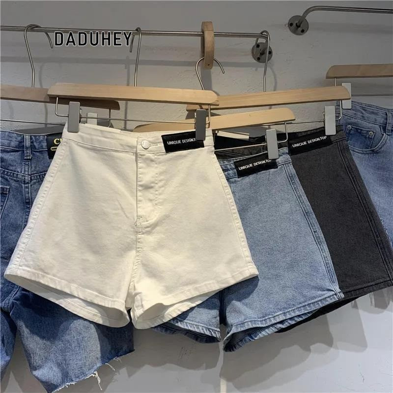 DaDuHey 2025 Women's Denim Summer High-Waist Stretch Hot Retro Shorts