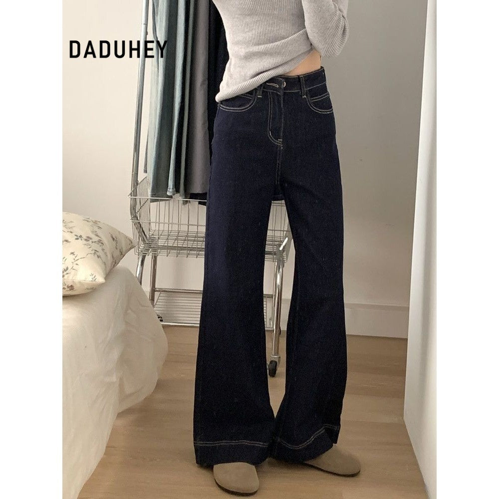 DADUHEY Slightly Flared Loose Wide-Leg Jeans Women | Slimming Straight-Leg