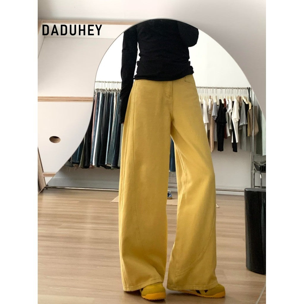 DADUHEY Wide-Leg High-Waist Mop Jeans Women | Loose Straight