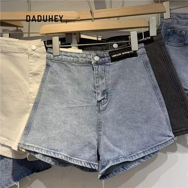 DaDuHey 2025 Women's Denim Summer High-Waist Stretch Hot Retro Shorts
