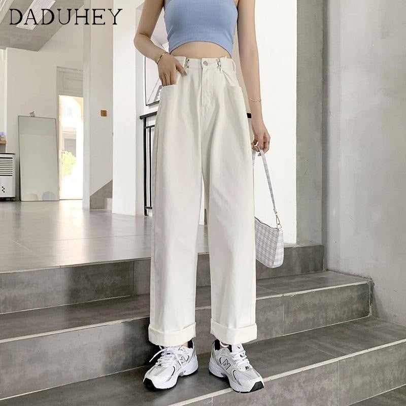 DADUHEY White Loose Drape Wide-Leg Jeans Women | 820