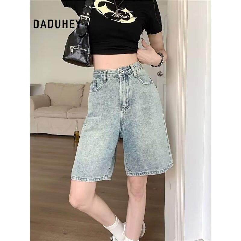 DaDuHey New Summer Hong Kong Style Loose Shorts Men's and Women's Sports Pants Summer Casual Pants