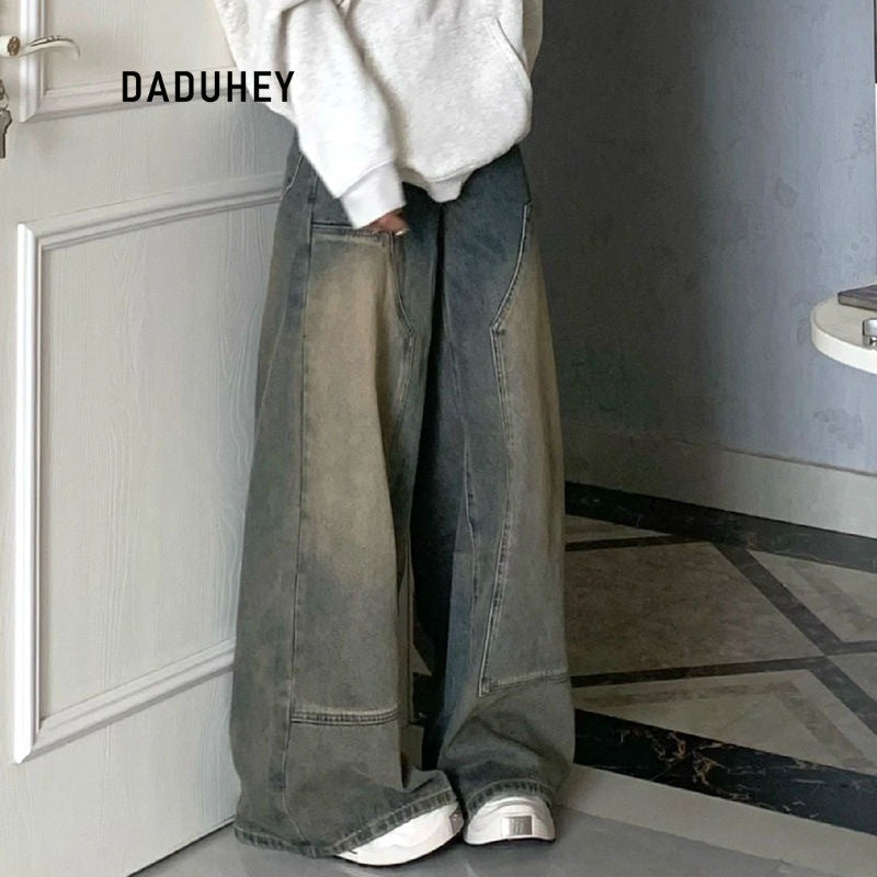 DADUHEY Distressed Straight Jeans Women | High-Waist Wide-Leg