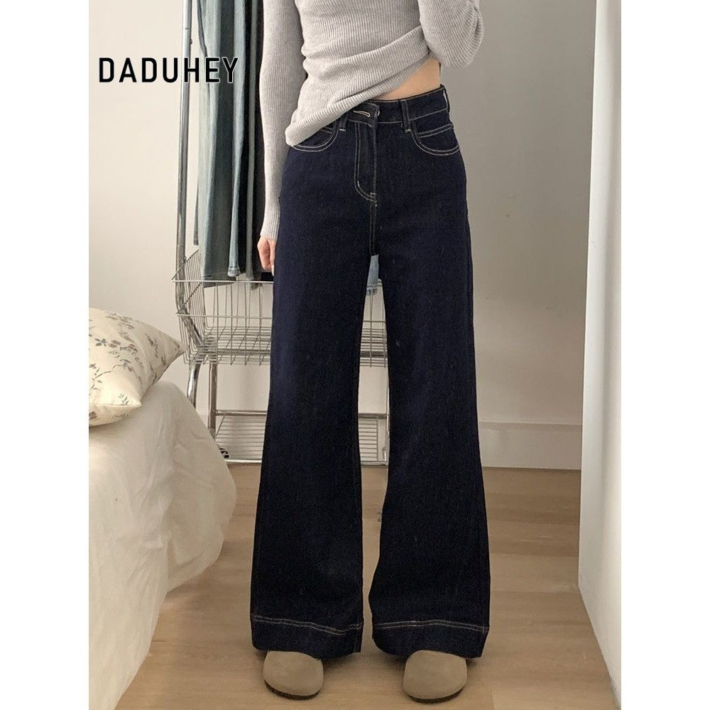 DADUHEY Slightly Flared Loose Wide-Leg Jeans Women | Slimming Straight-Leg