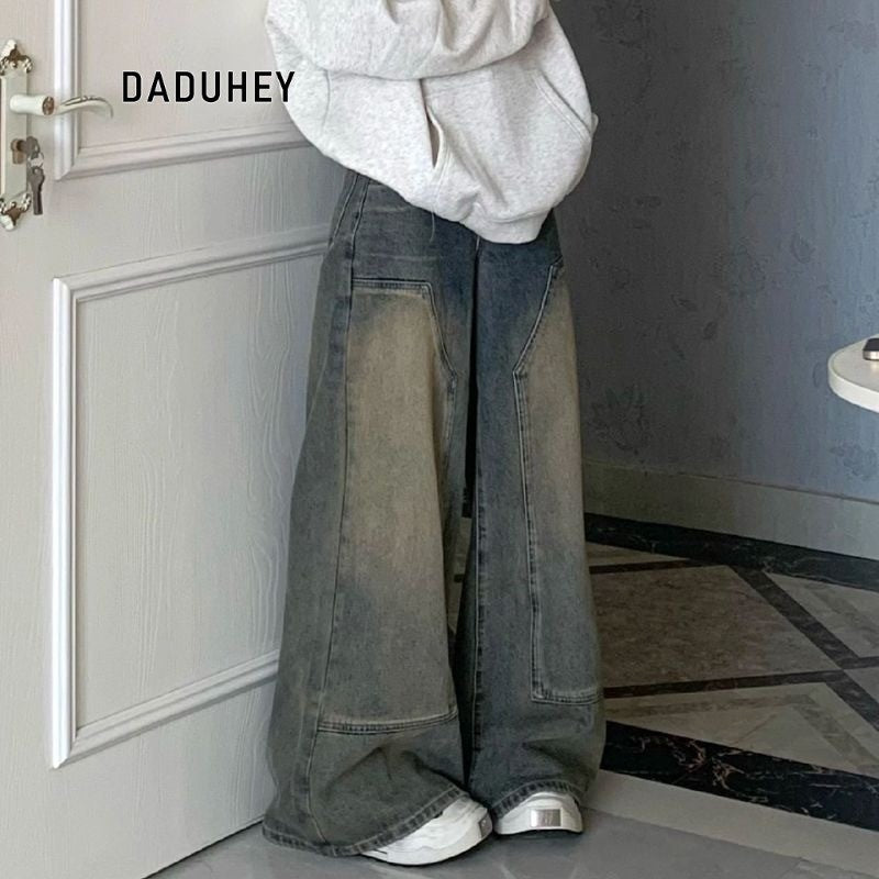 DADUHEY Distressed Straight Jeans Women | High-Waist Wide-Leg