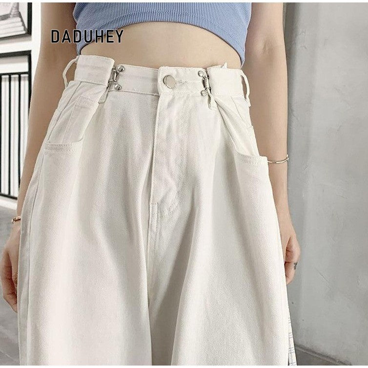 DADUHEY White Loose Drape Wide-Leg Jeans Women | 820
