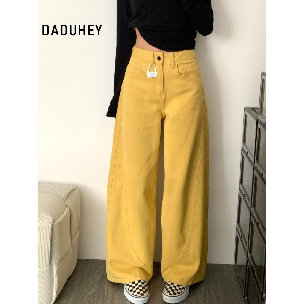 DADUHEY Wide-Leg High-Waist Mop Jeans Women | Loose Straight