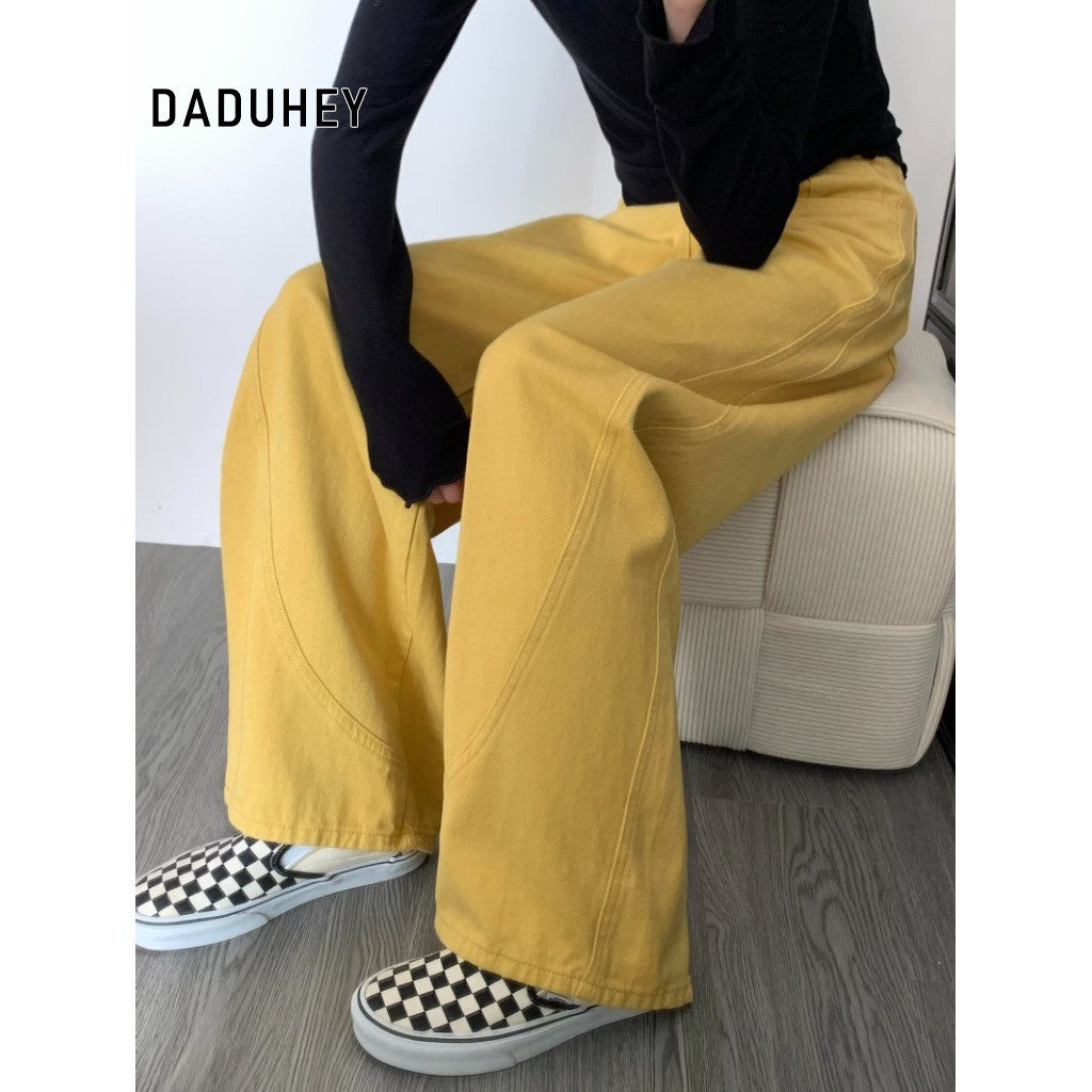 DADUHEY Wide-Leg High-Waist Mop Jeans Women | Loose Straight