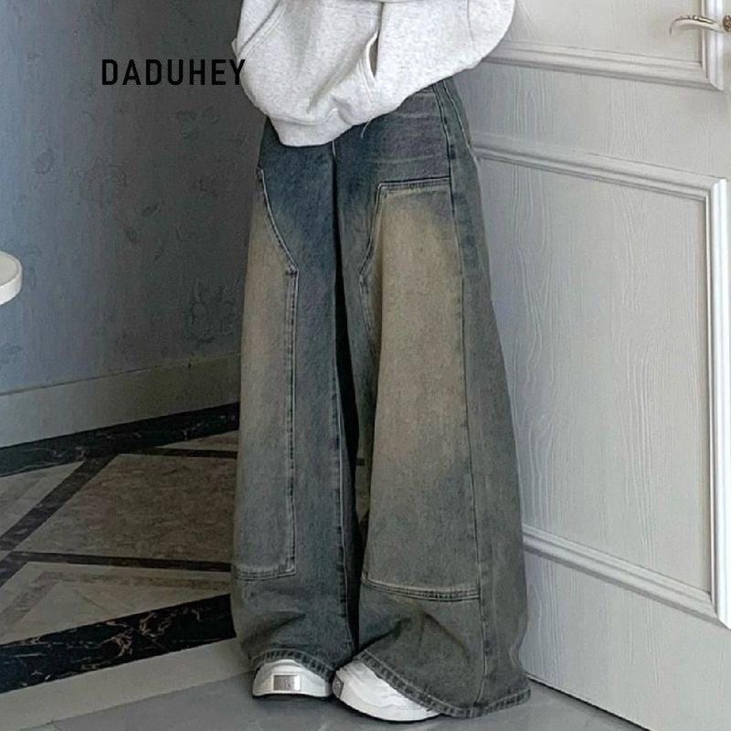 DADUHEY Distressed Straight Jeans Women | High-Waist Wide-Leg
