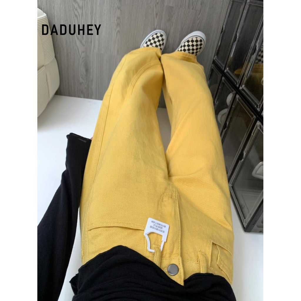 DADUHEY Wide-Leg High-Waist Mop Jeans Women | Loose Straight