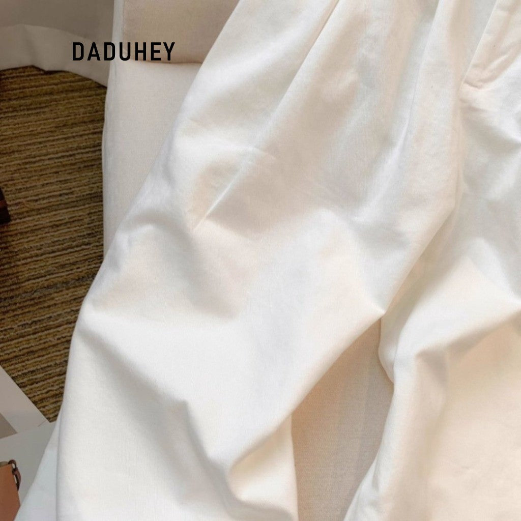 DADUHEY White High-Waist Straight Jeans Women | Wide-Leg Mop