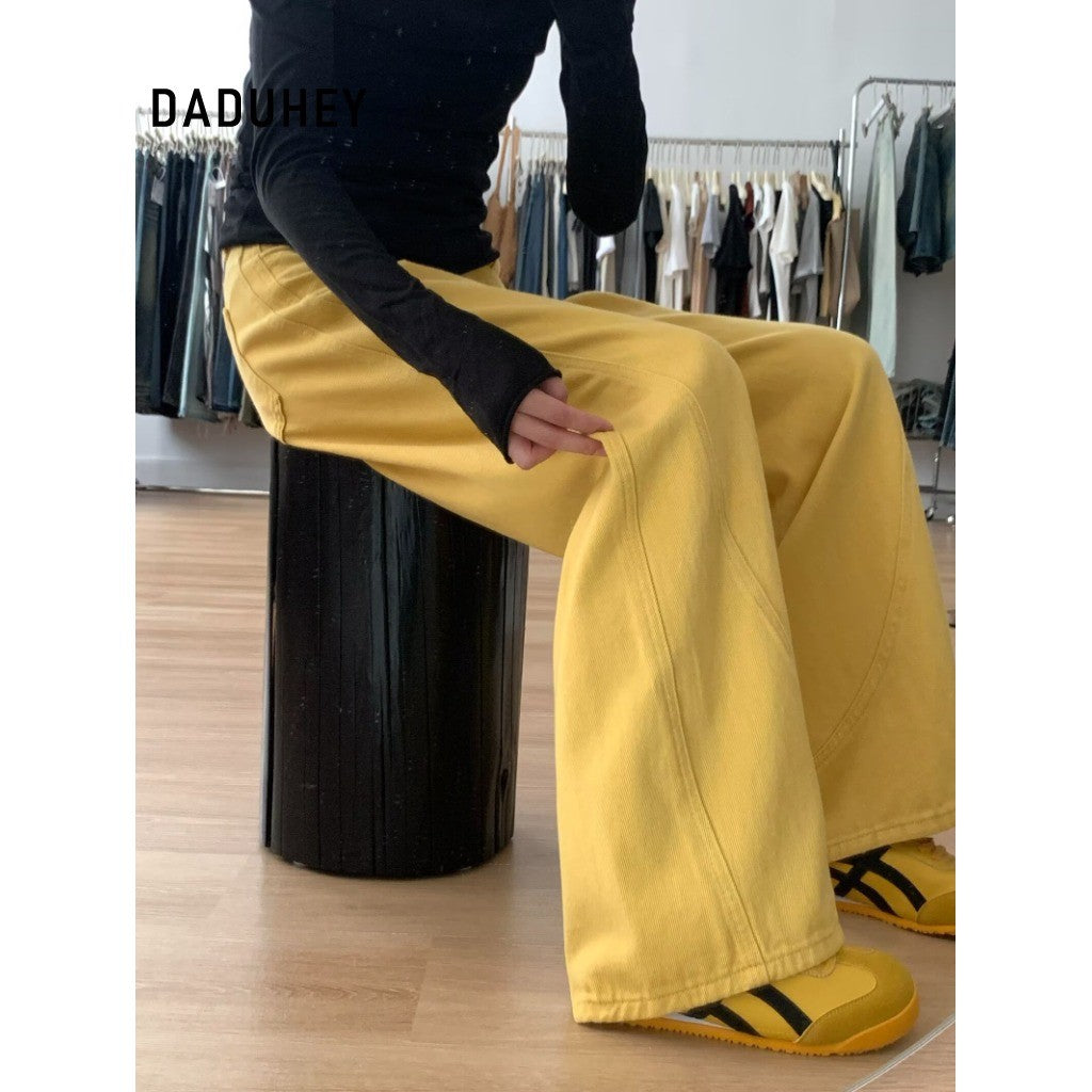 DADUHEY Wide-Leg High-Waist Mop Jeans Women | Loose Straight