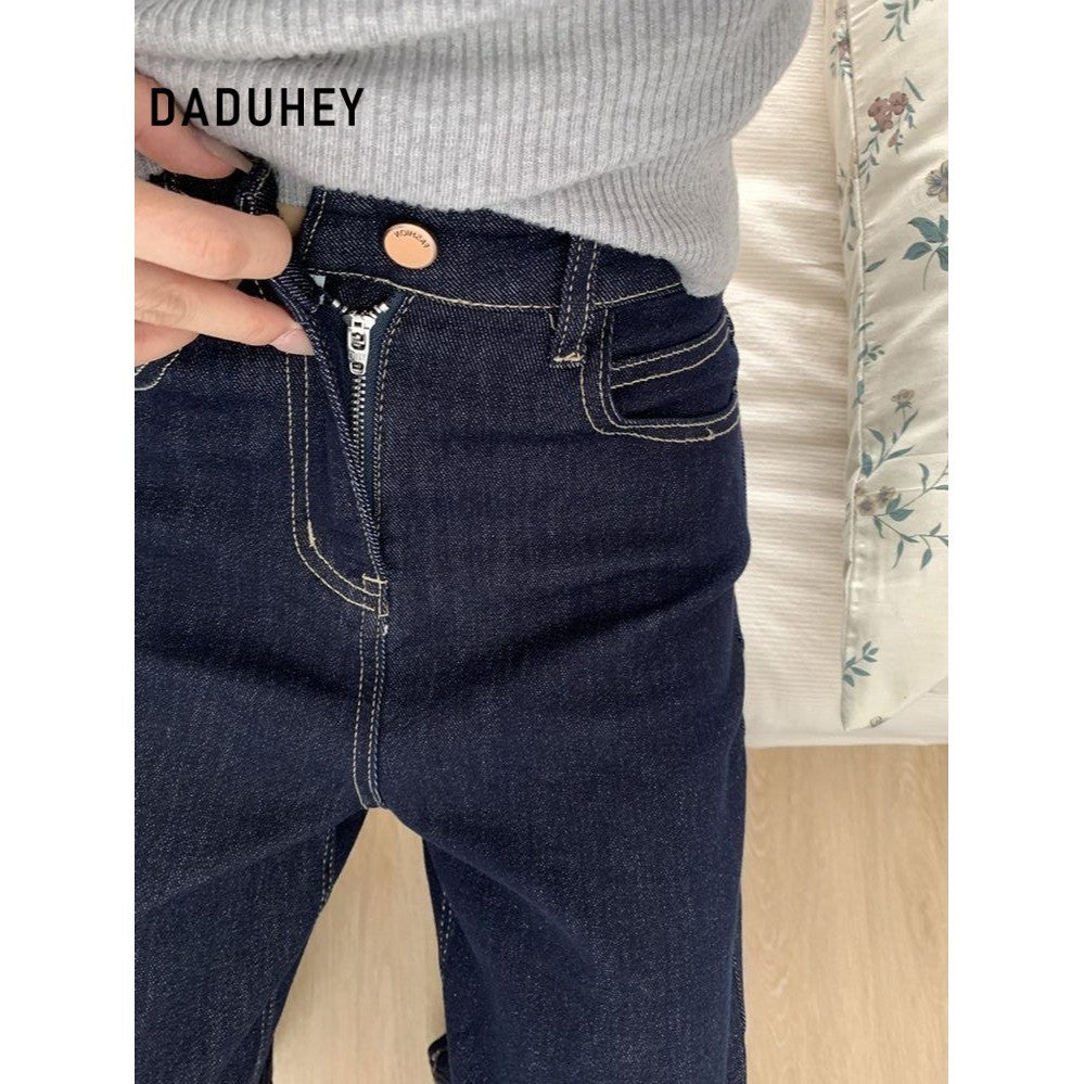 DADUHEY Slightly Flared Loose Wide-Leg Jeans Women | Slimming Straight-Leg