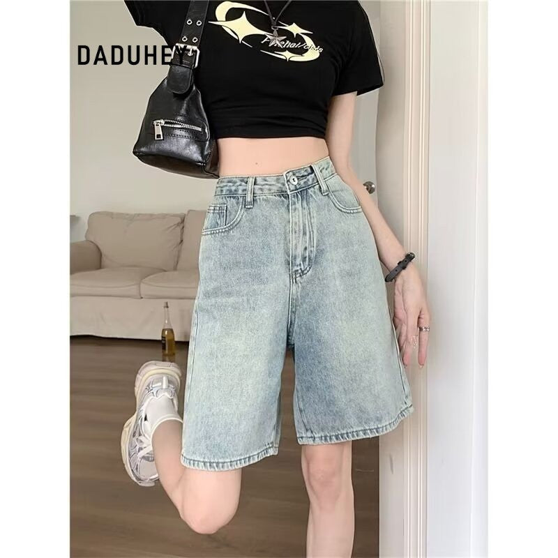 DaDuHey New Summer Hong Kong Style Loose Shorts Men's and Women's Sports Pants Summer Casual Pants