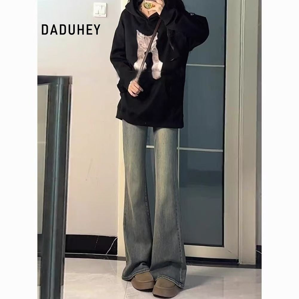 DADUHEY Women's Jeans Retro Washed Distressed New High Waist Skinny Pants | 1906