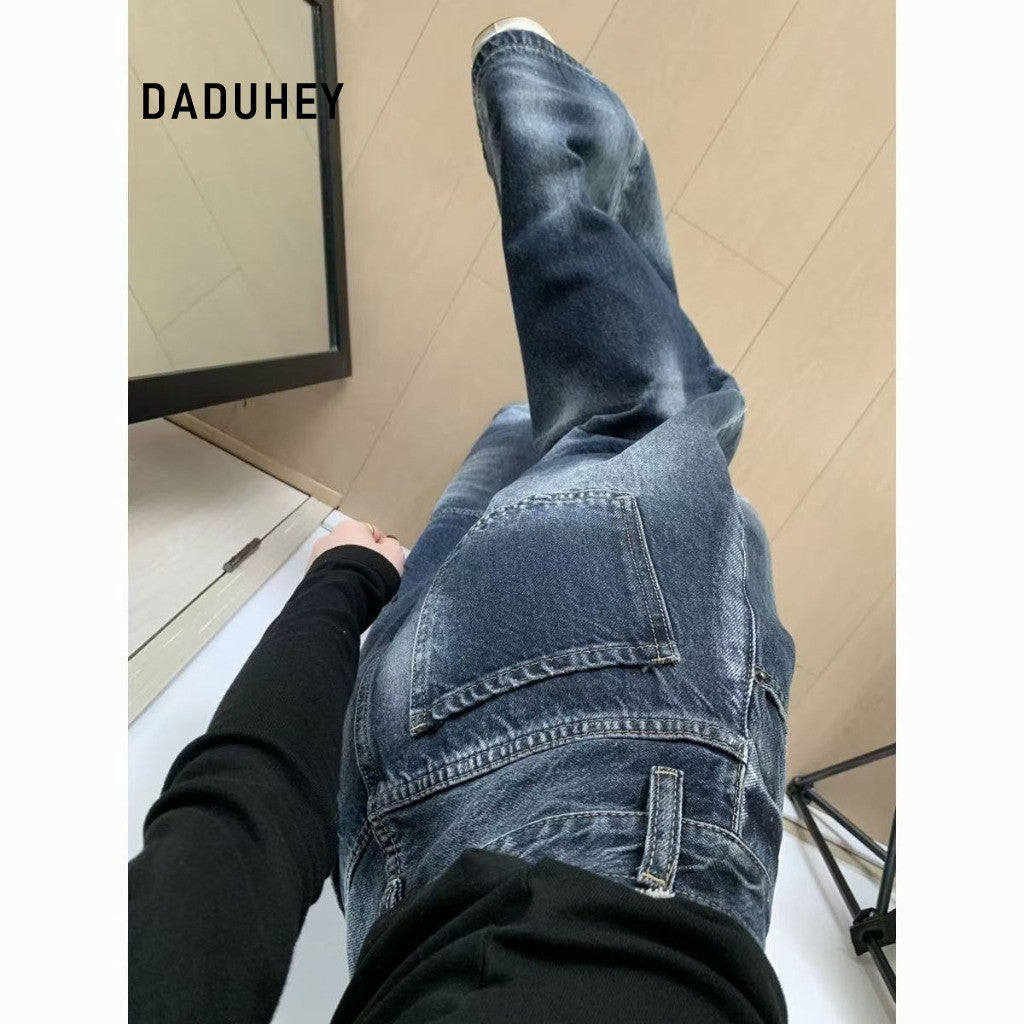 DADUHEY Washed Wide-Leg Jeans Women | American Retro Straight