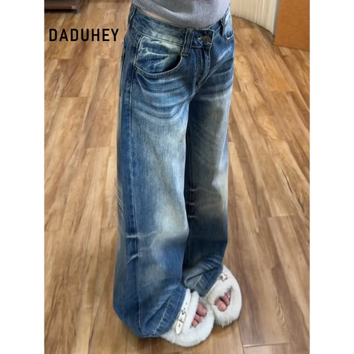 DADUHEY American-Style Retro Loose Wide-Leg Jeans Women's New Lazy Drooping Slimming Straight Pants | 9130