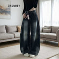 DADUHEY Washed Wide-Leg Jeans Women | American Retro Straight