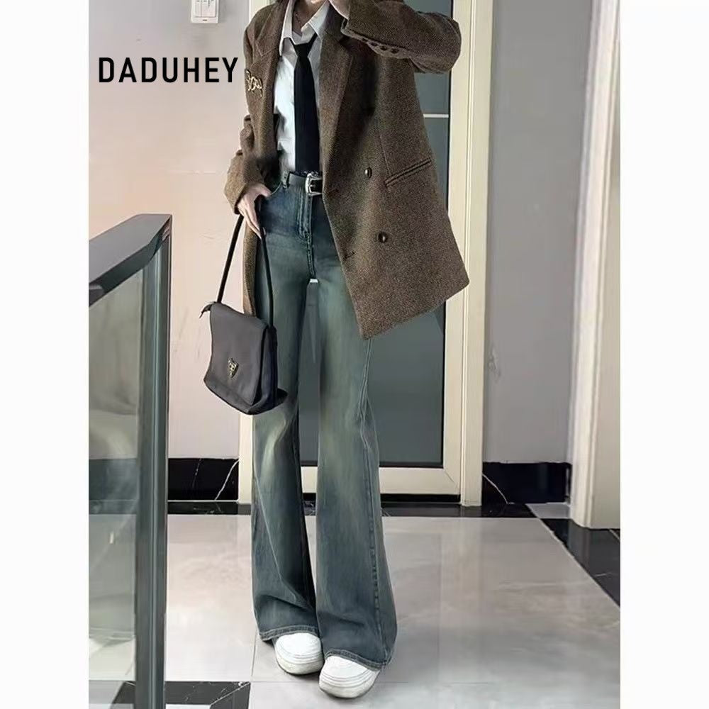 DADUHEY Women's Jeans Retro Washed Distressed New High Waist Skinny Pants | 1906