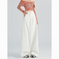 DADUHEY White All-Matching Wide Leg Jeans Women's New Fashion High Waist Loose and Slimming Drooping Straight Mop Pants | 1853
