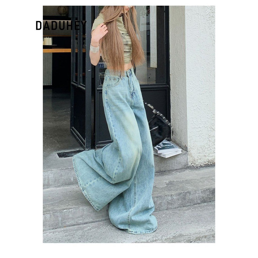DADUHEY Light Blue Wide-Leg Jeans Women | High-Waist Straight