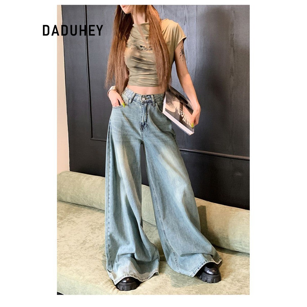 DADUHEY Light Blue Wide-Leg Jeans Women | High-Waist Straight