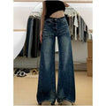 DADUHEY American Retro Skinny Jeans High Waist Loose and Slimming Wide-Leg Draggle-Tail Trousers | 9097