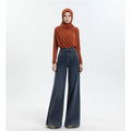DADUHEY Retro Wide Leg Jeans Women's Casual Slim-Fitting Loose Solid Color Trousers | 101