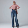 DADUHEY Women's Jeans Retro Straight-Leg Pants Burr Stitching Pants High Street High Waist Slimming Pants | 1047