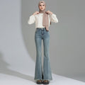 DADUHEY Slightly Flared Jeans Women's 2025 New Retro Tassel Retro High Waist Slimming Pants | 831
