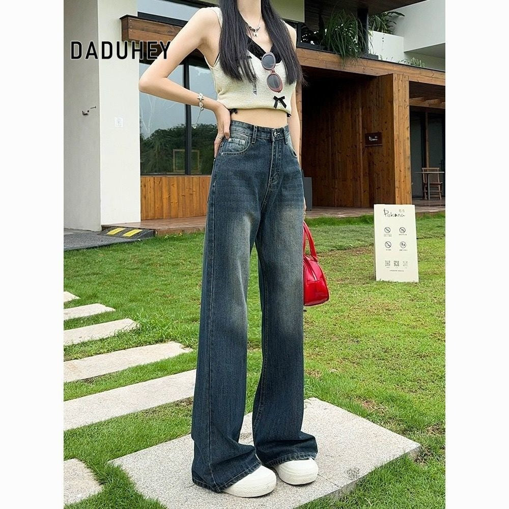 DaDuHey Bootcut jeans women's Korean retro high-waisted slimming versatile classic small gril